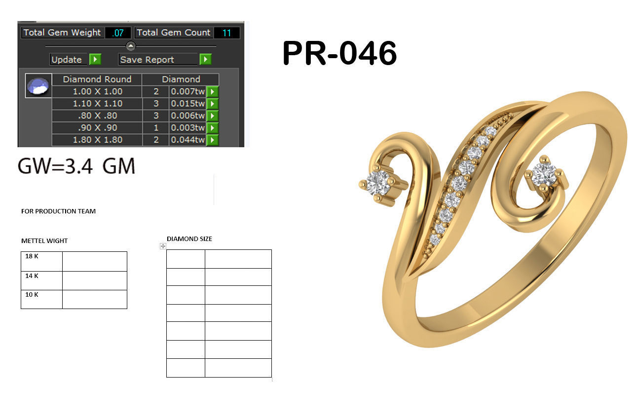 Women Diamond Ring 3dm render details 3D print model_5