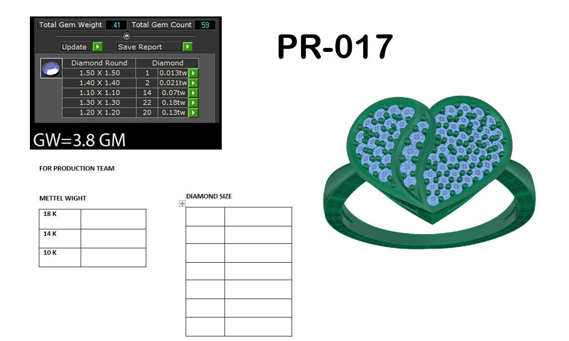Heart Diamond Ring 3dm render details 3D print model_5