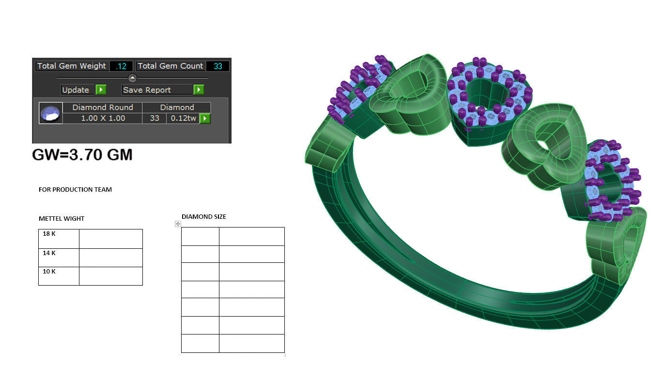 Heart Diamond Ring 3dm render details 3D print model_5