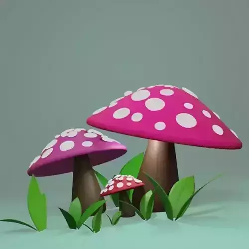 Mushroom three mushrooms on grass