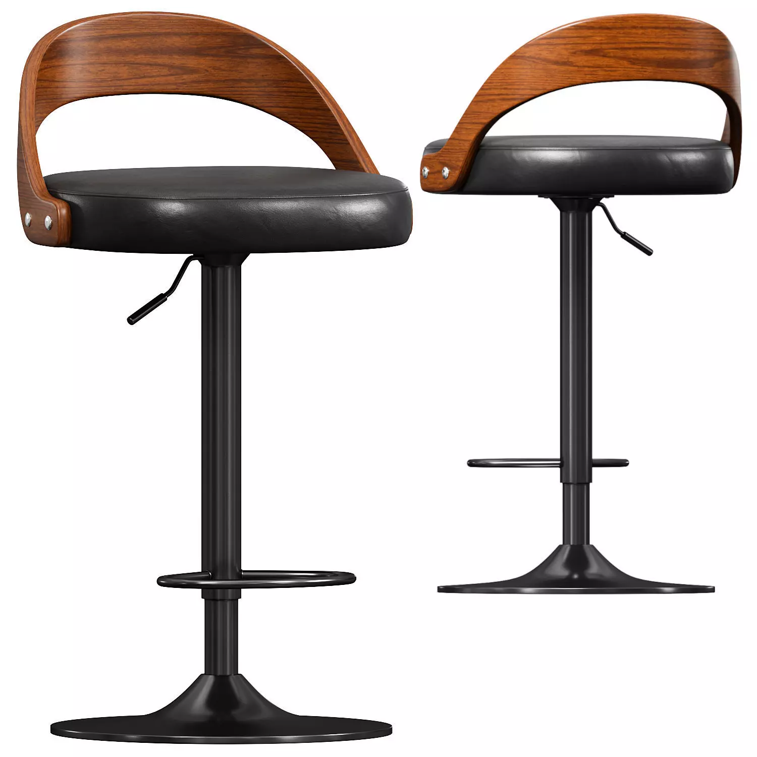 Levede 1x Bar Stools Kitchen Gas Lift Wooden Beech Stool Free 3D model