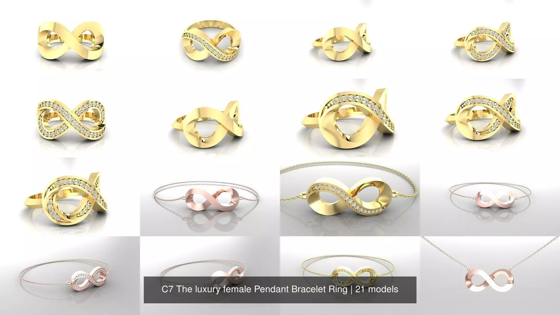 C7 The luxury female Pendant Bracelet Ring 3D Model Collection_1