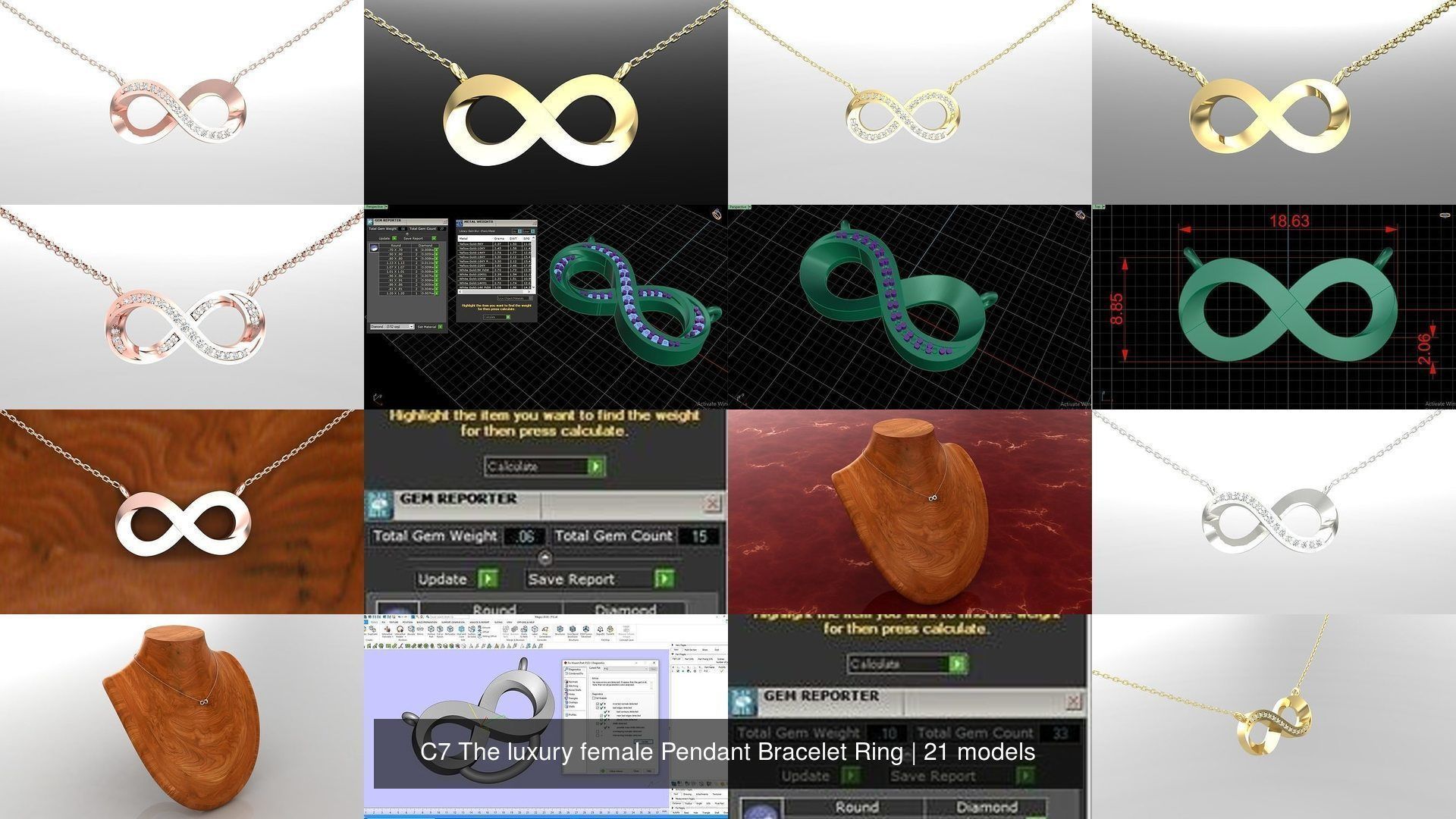 C7 The luxury female Pendant Bracelet Ring 3D Model Collection_3