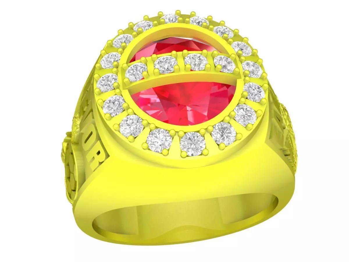 Luxury Oval Halo Diamond Mens Signet Ring 3D Model 4387 3D print model