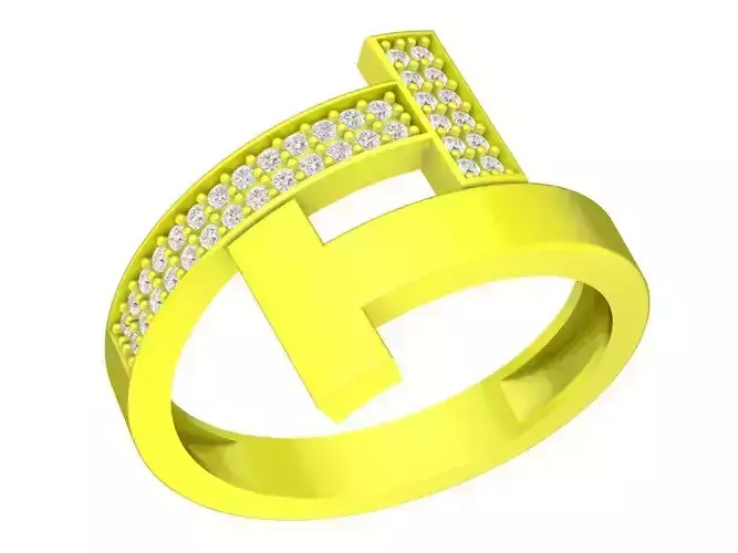 double T letter diamond women ring 4388
