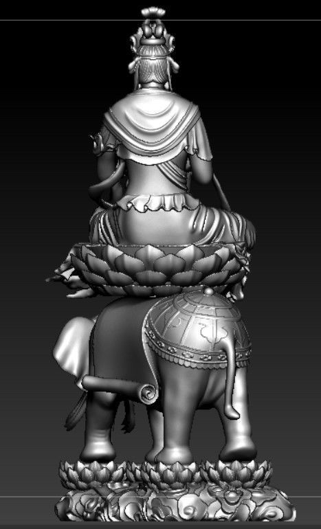 Buddha and Bodhisattvas Manjushri and Samantabhadra Bodhisattva 3D print model_18