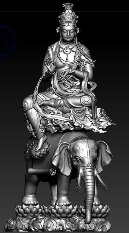 Buddha and Bodhisattvas Manjushri and Samantabhadra Bodhisattva 3D print model_15