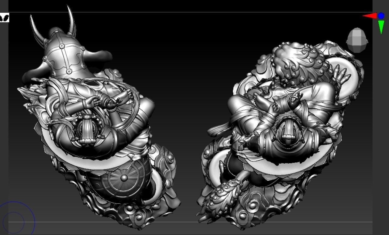 Buddha and Bodhisattvas Manjushri and Samantabhadra Bodhisattva 3D print model_7