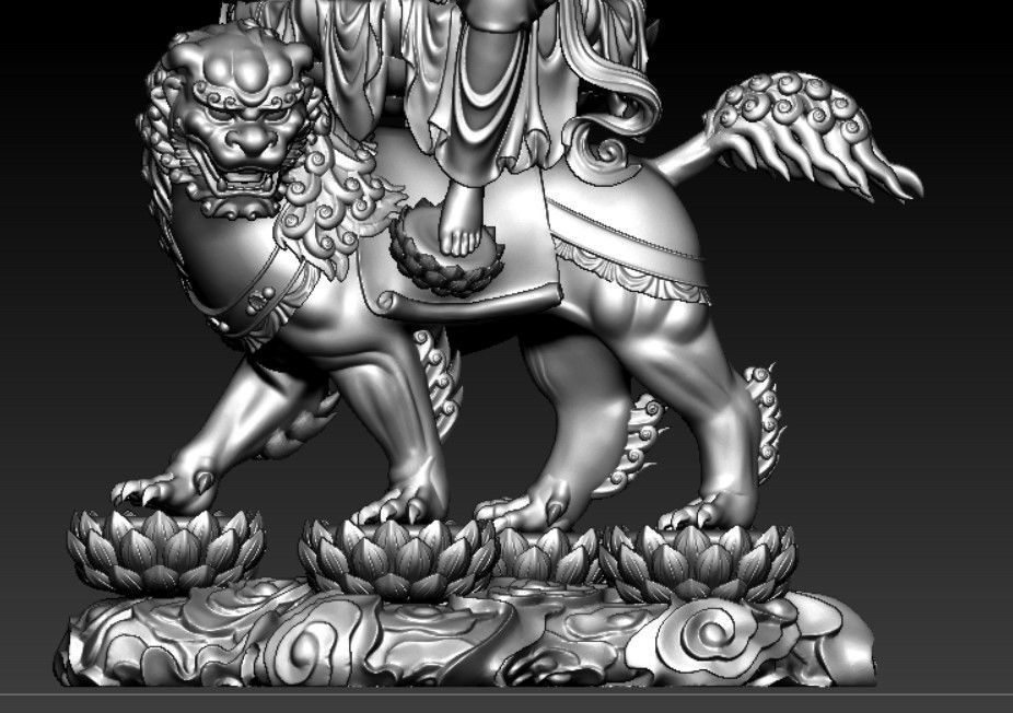 Buddha and Bodhisattvas Manjushri and Samantabhadra Bodhisattva 3D print model_14