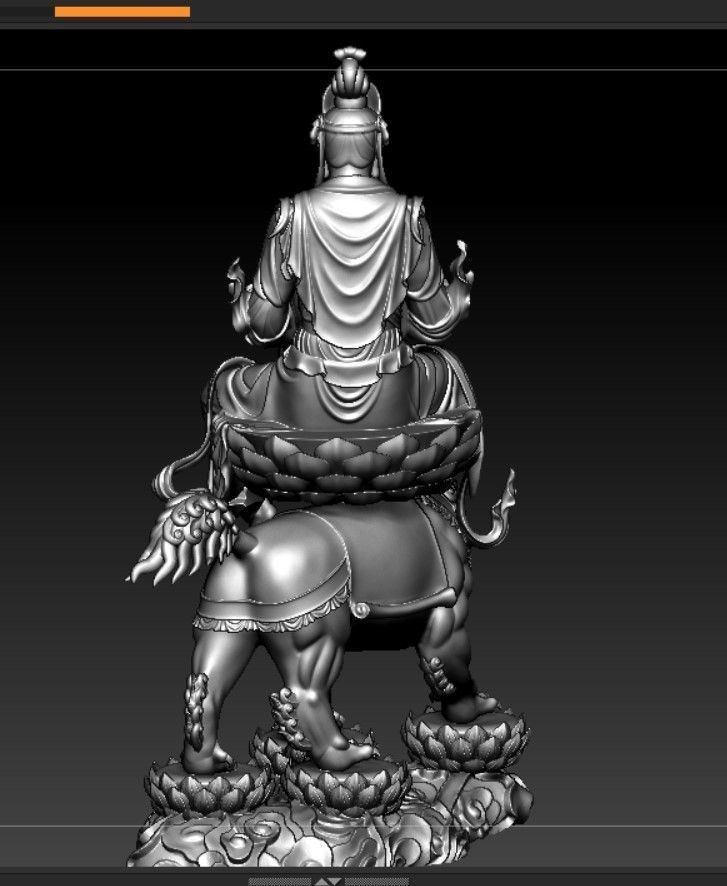 Buddha and Bodhisattvas Manjushri and Samantabhadra Bodhisattva 3D print model_12