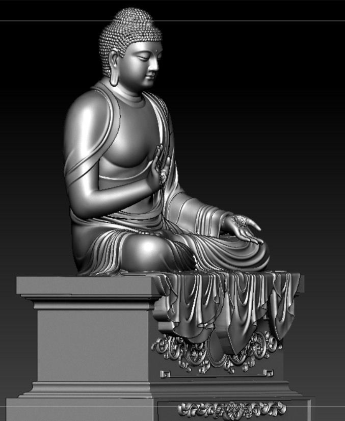 Buddha and Bodhisattvas Manjushri and Samantabhadra Bodhisattva 3D print model_25