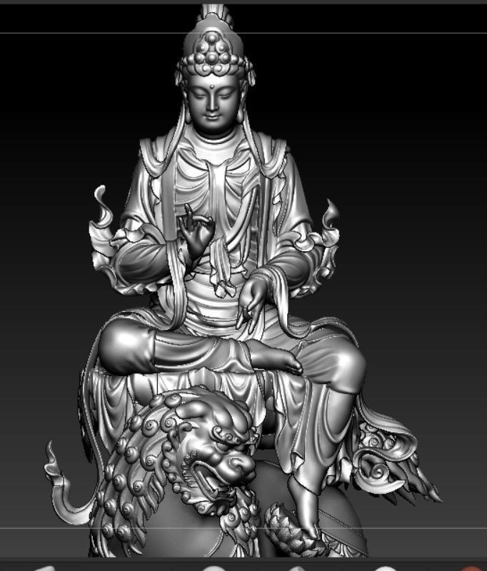 Buddha and Bodhisattvas Manjushri and Samantabhadra Bodhisattva 3D print model_13