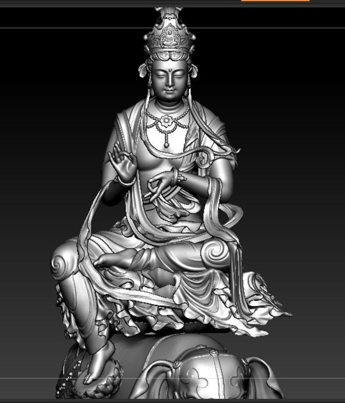 Buddha and Bodhisattvas Manjushri and Samantabhadra Bodhisattva 3D print model_19