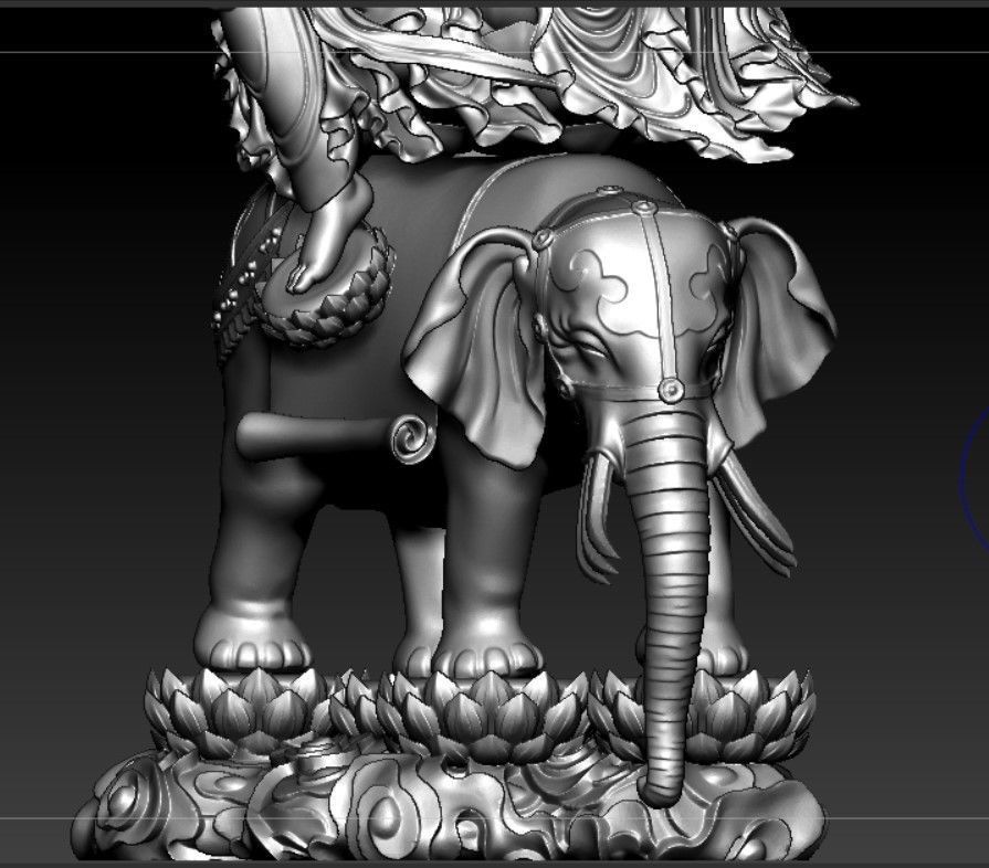 Buddha and Bodhisattvas Manjushri and Samantabhadra Bodhisattva 3D print model_20