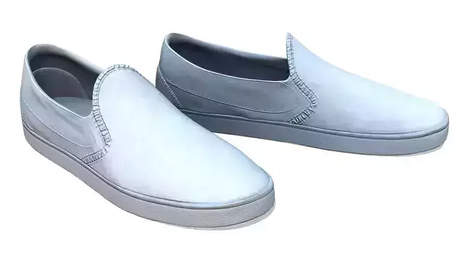 White Sports Slip On Skechers Sports Shoes Low-poly 3D model