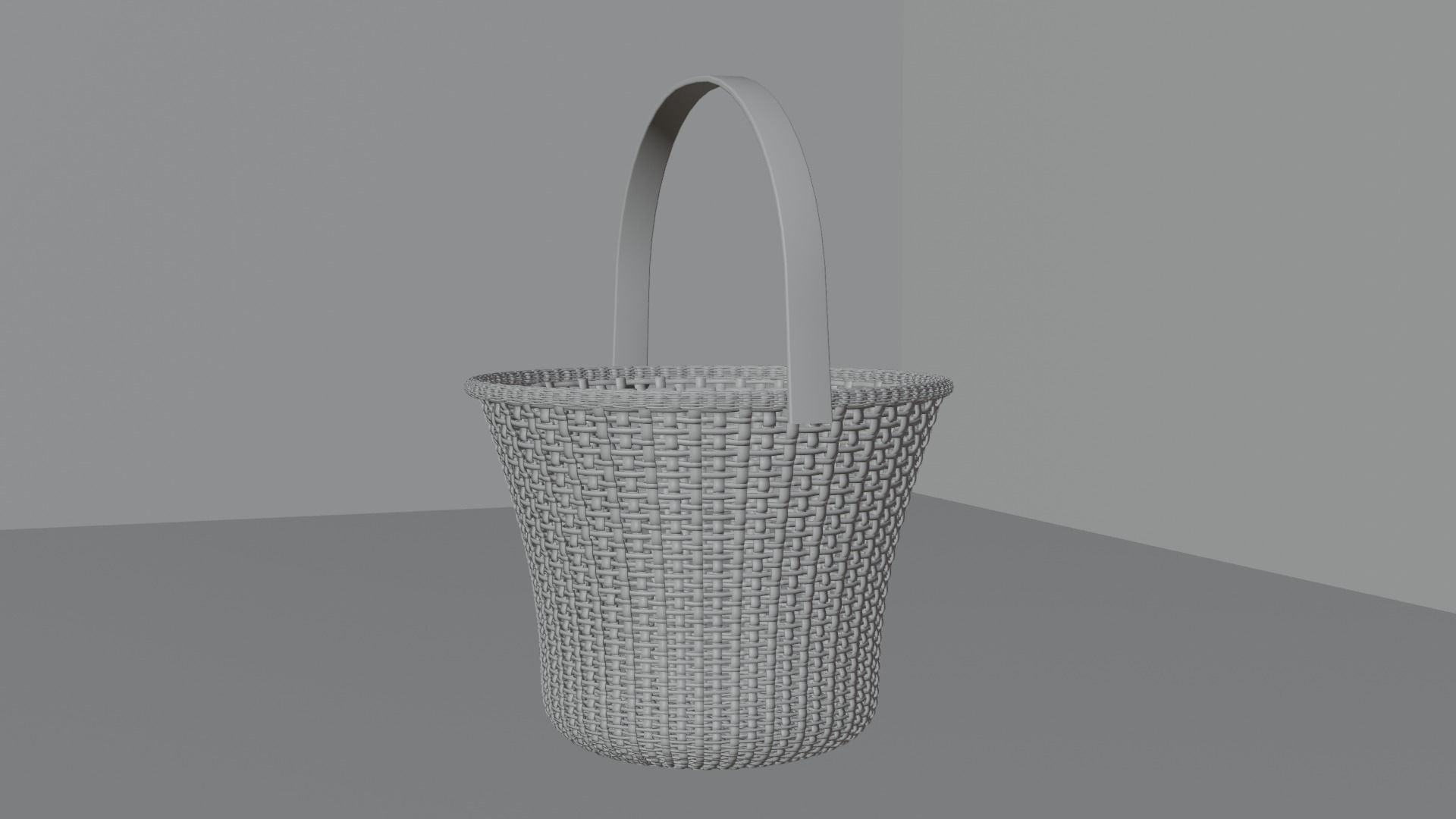 Rattan flower basket and flower pot Low-poly 3D model_5