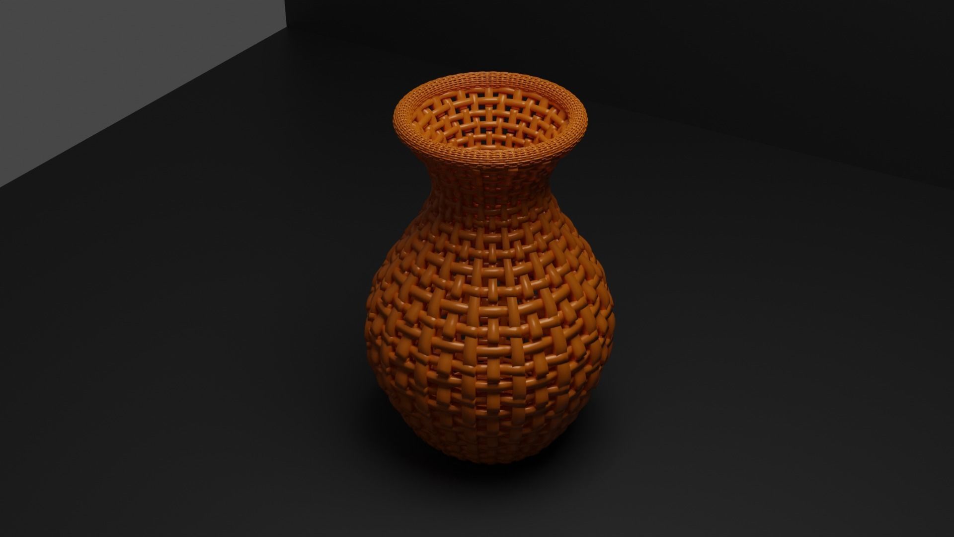 Rattan flower basket and flower pot Low-poly 3D model_3