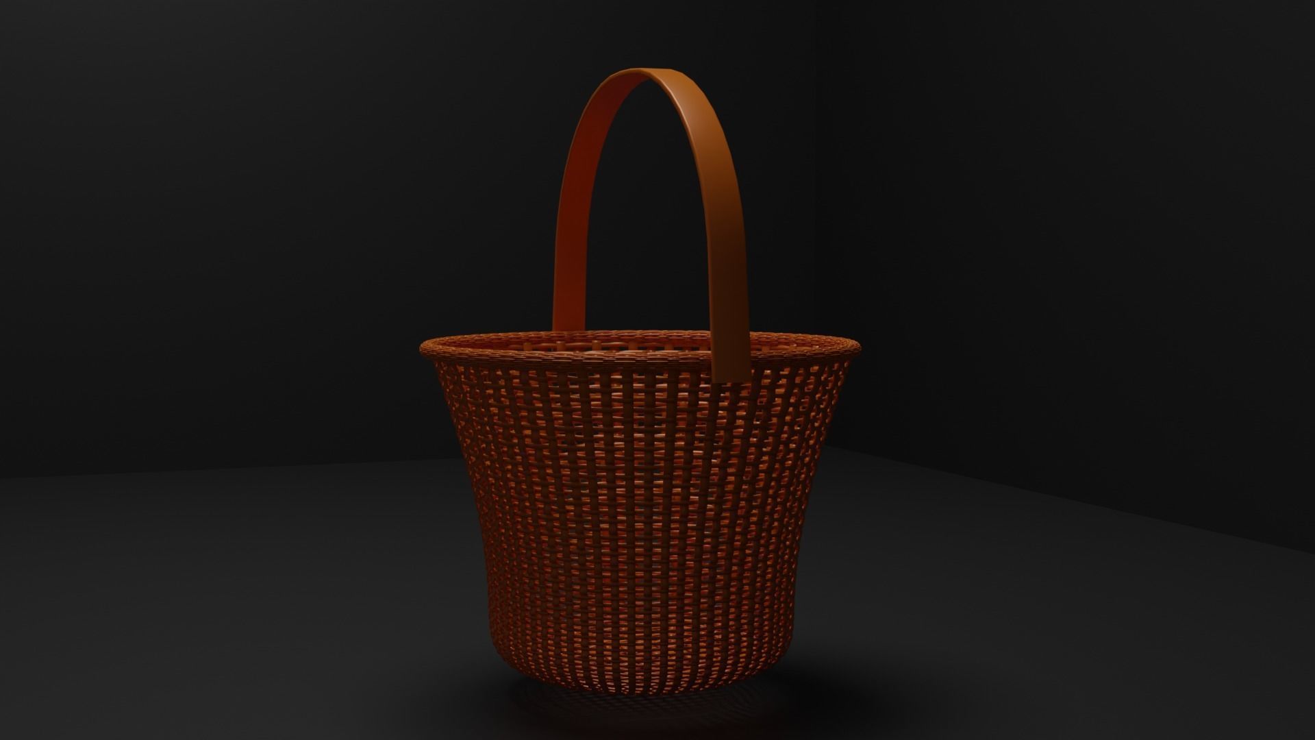 Rattan flower basket and flower pot Low-poly 3D model_2