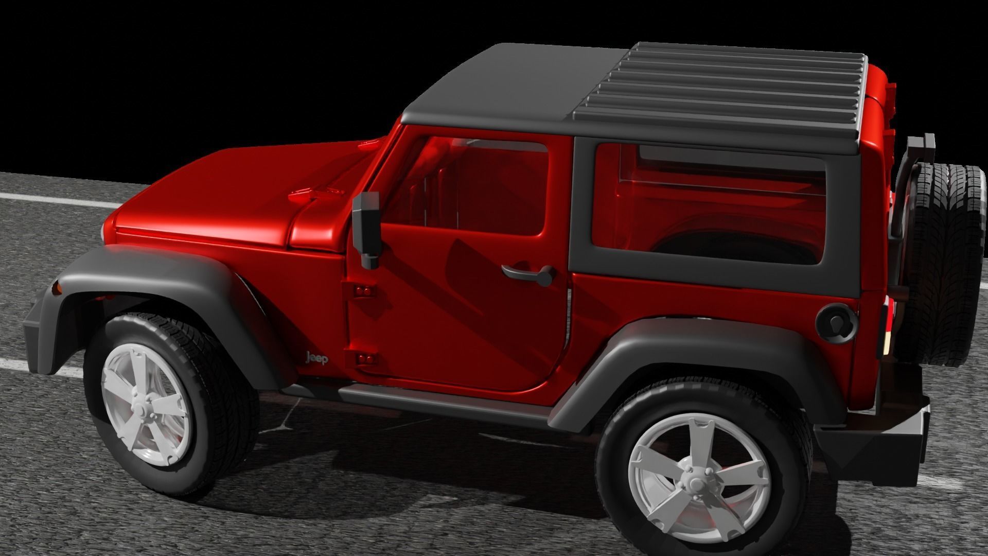 2010 Jeep wrangler 3D model Low-poly 3D model_2