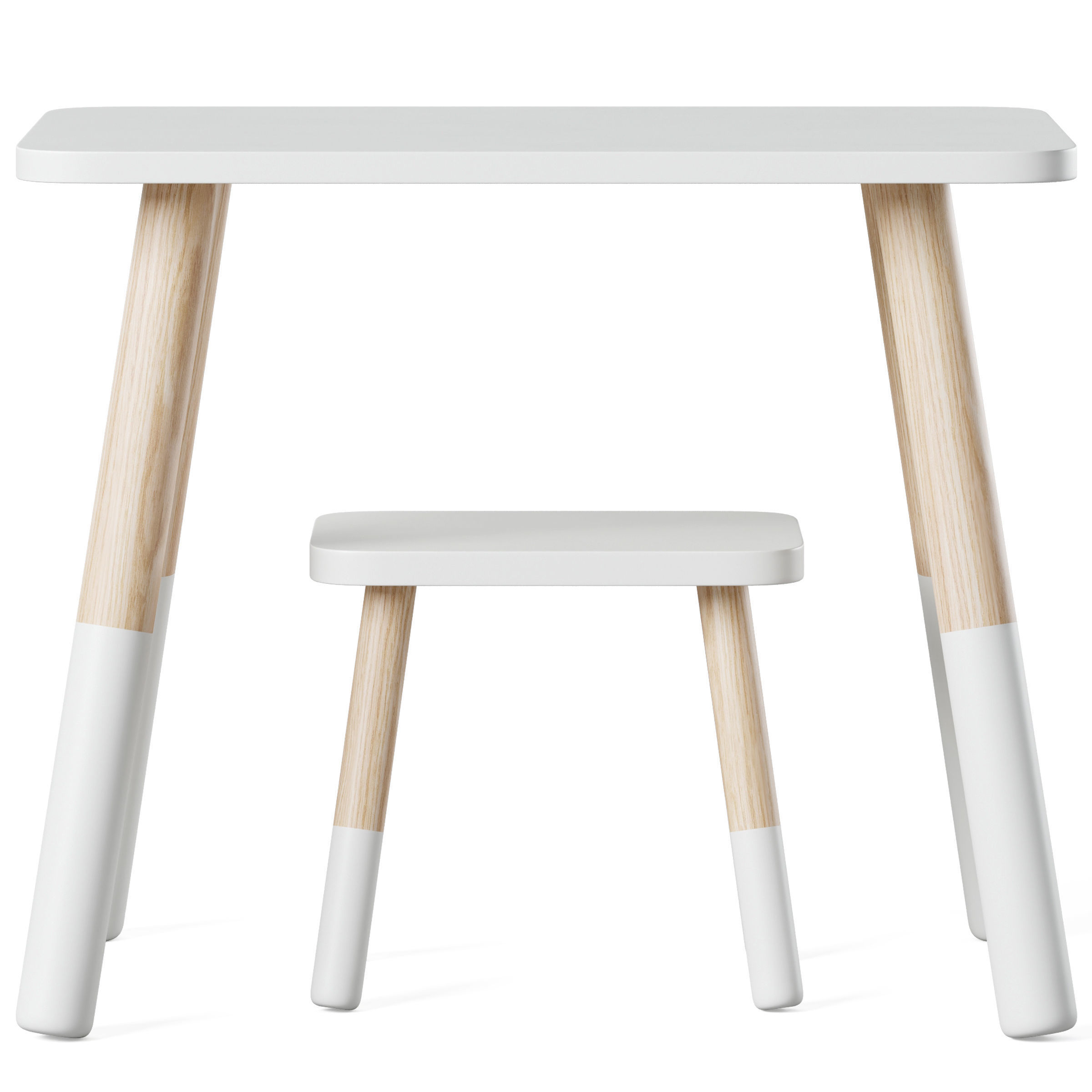 Wooden children table and chairs by Sklum 3D model_1