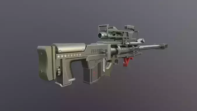 Sci Fi LowPoly model of a heavy anti-materiel sniper rifle 
