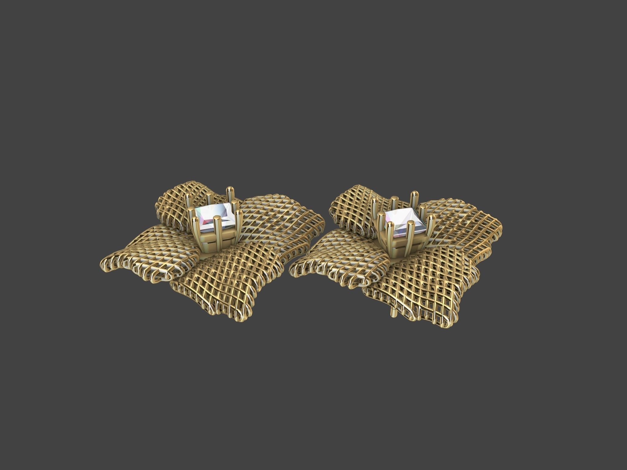 Princess Cut Jali Earrings stl verified 3D print model_2