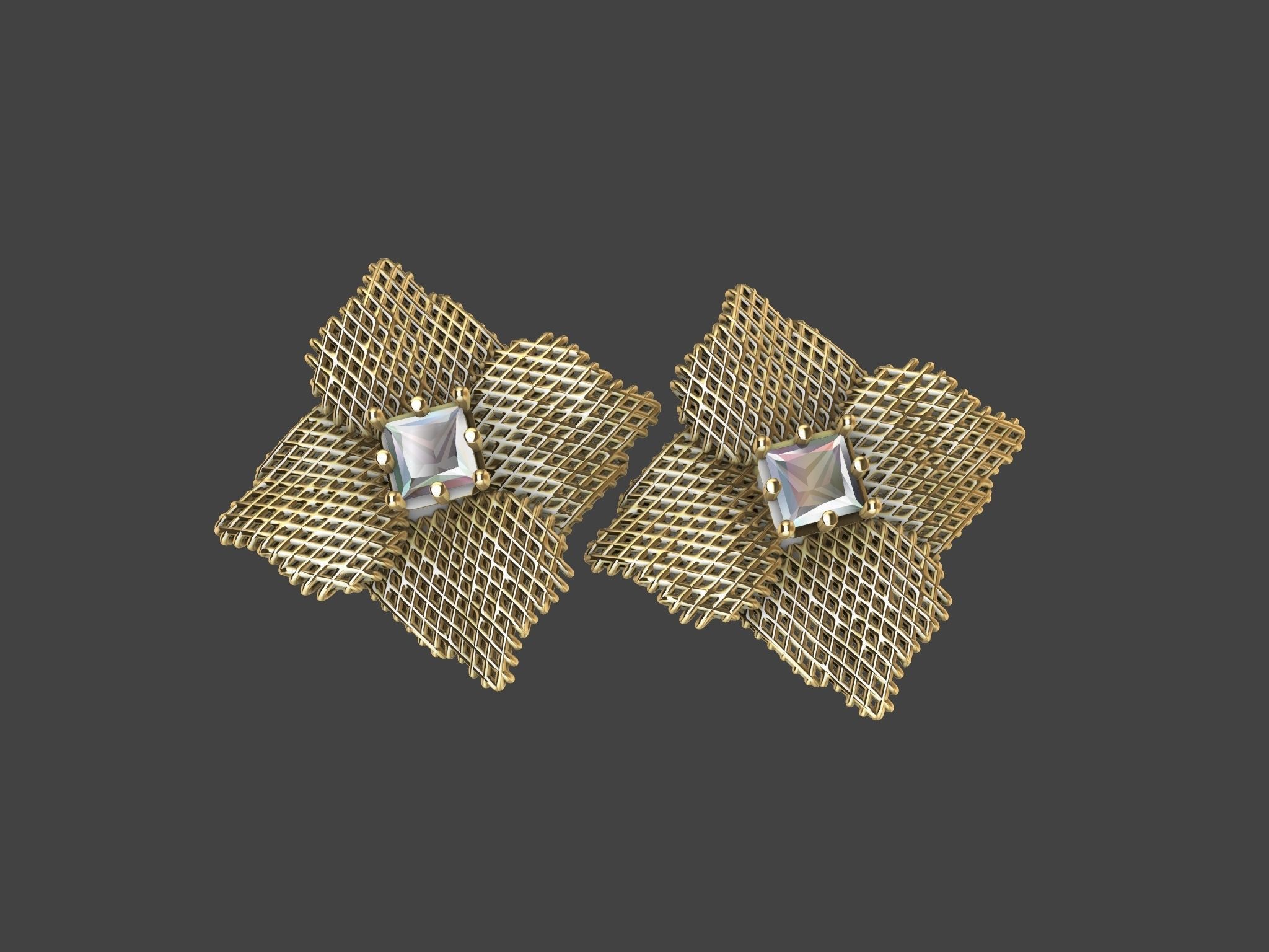 Princess Cut Jali Earrings stl verified 3D print model_1