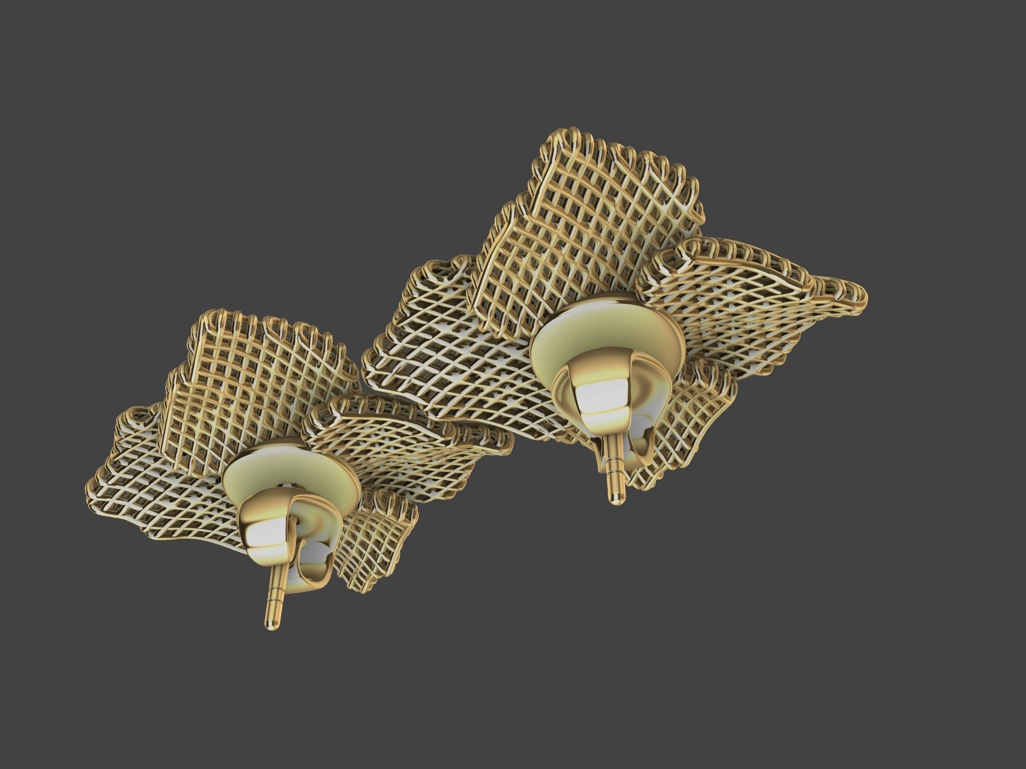 Princess Cut Jali Earrings stl verified 3D print model_4