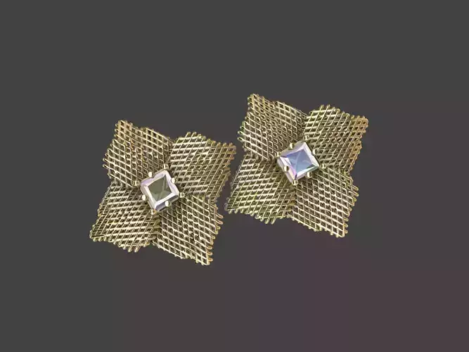 Princess Cut Jali Earrings stl verified