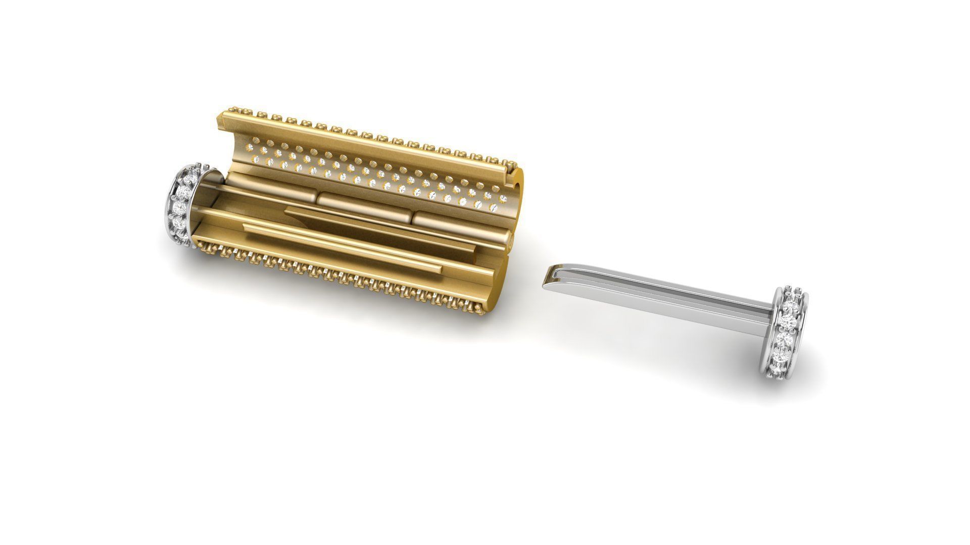 5 and half mm Round Flip Diamond Lock Box for Chains Necklace 3D print model_11