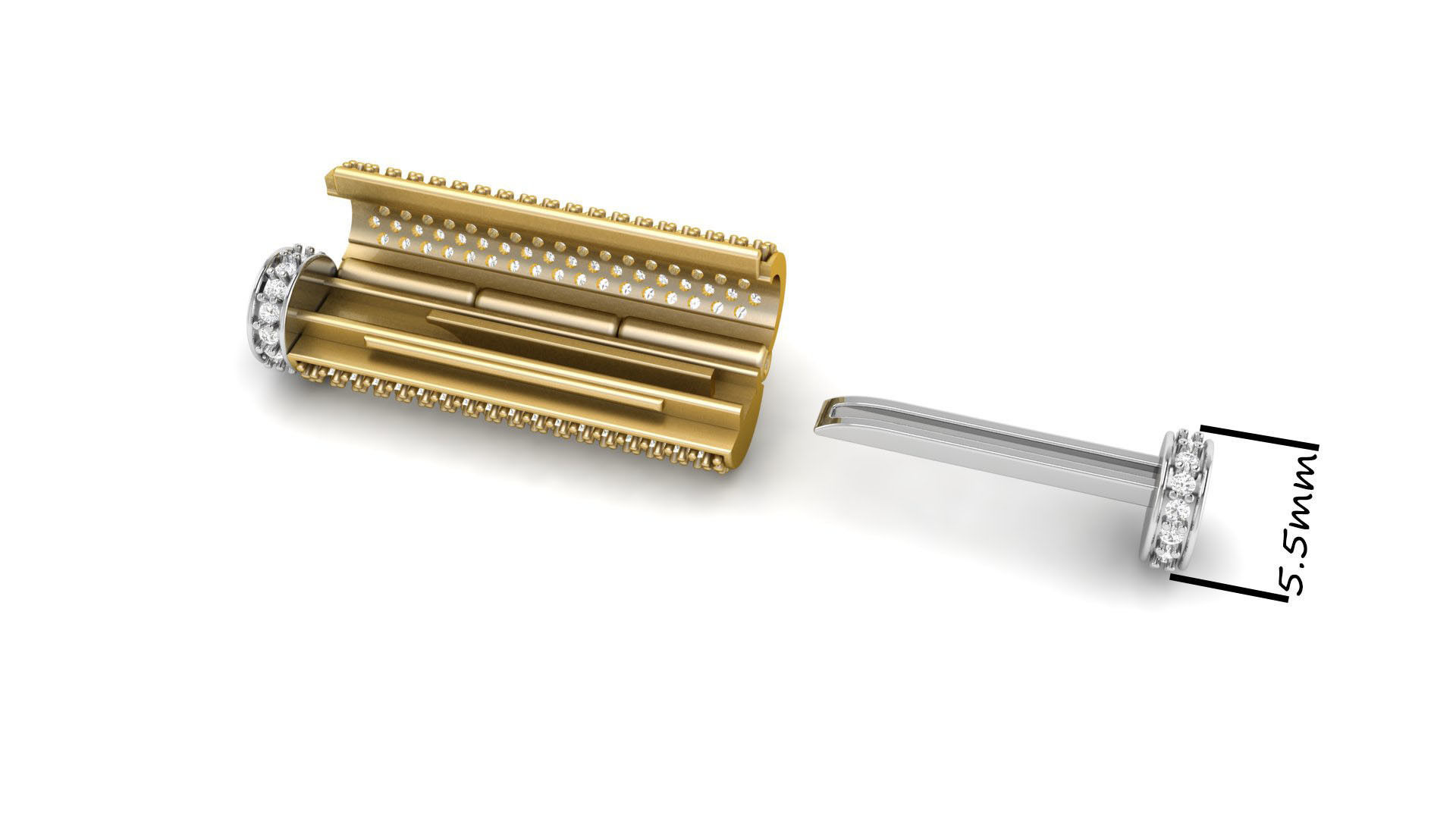 5 and half mm Round Flip Diamond Lock Box for Chains Necklace 3D print model_2