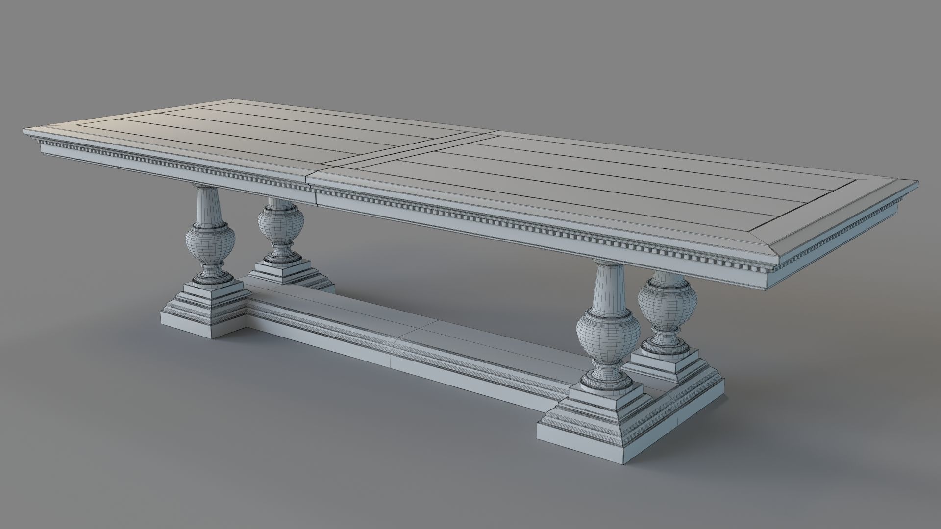 St James Rectangular Extension Dining Table Antique Grey Oak 3D model_5