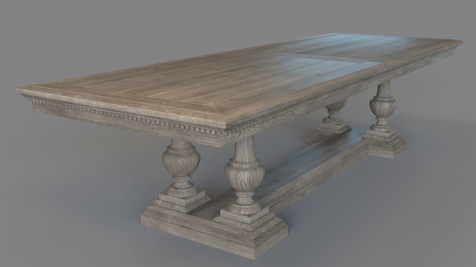 St James Rectangular Extension Dining Table Antique Grey Oak 3D model_2