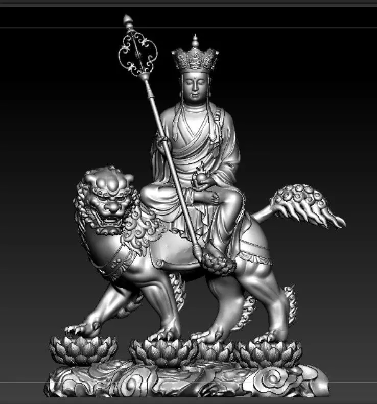 Earth Store Bodhisattva rides an animal 3D print model_0