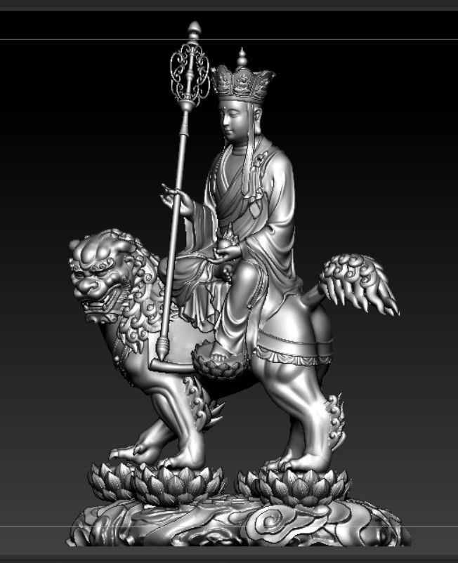 Earth Store Bodhisattva rides an animal 3D print model_3