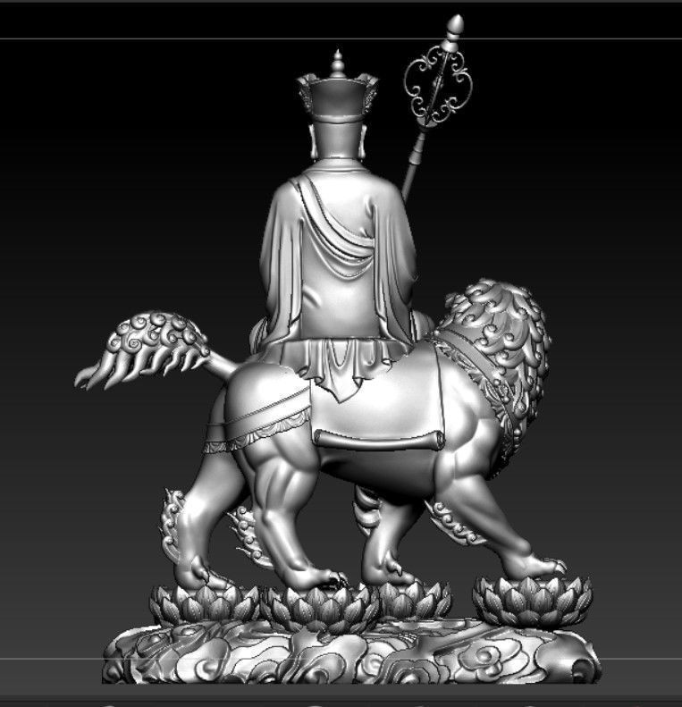 Earth Store Bodhisattva rides an animal 3D print model_7