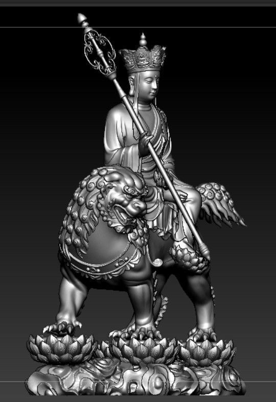 Earth Store Bodhisattva rides an animal 3D print model_6