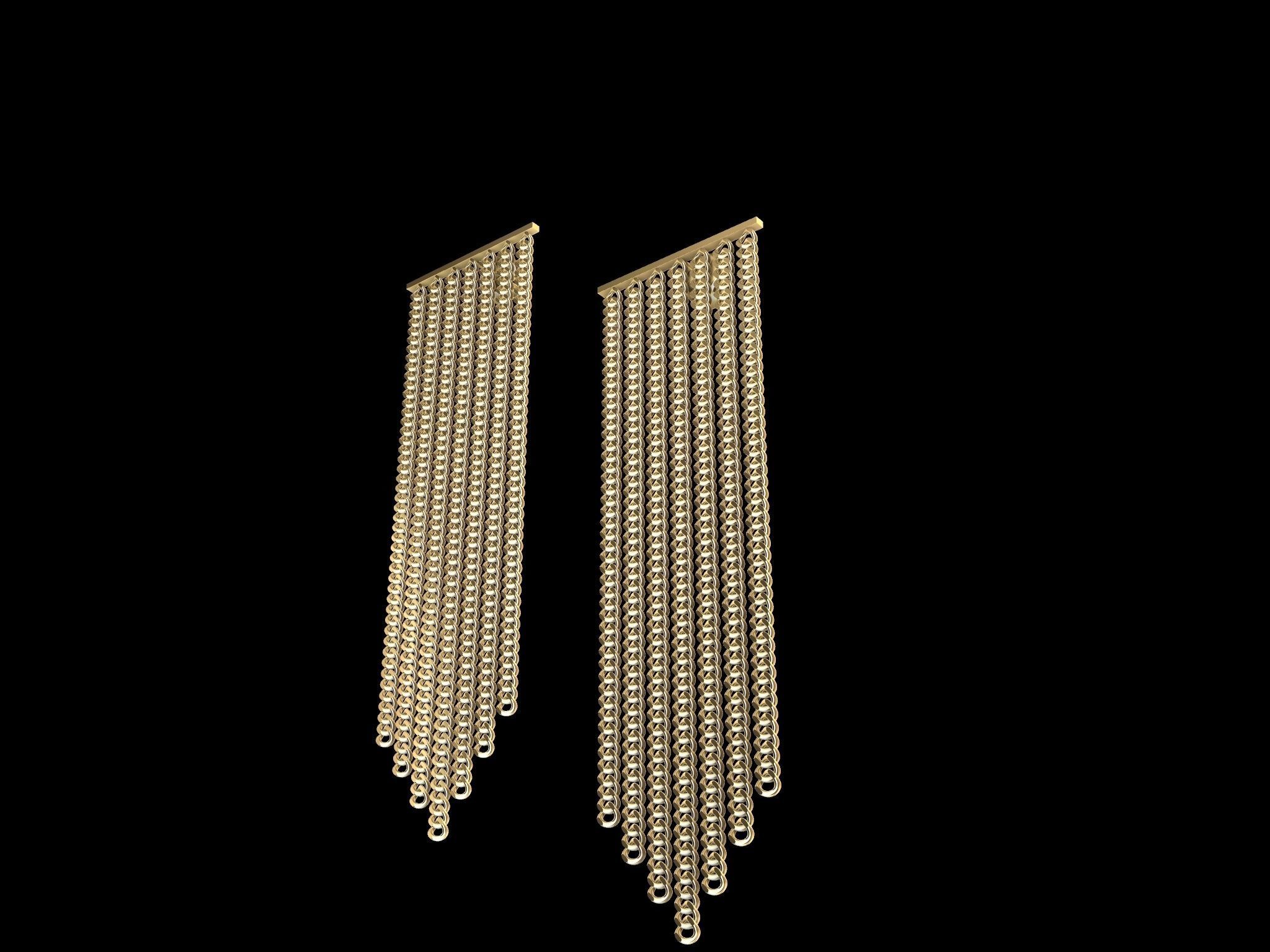 Modern Chain Earrings 3d Model 3D print model_18