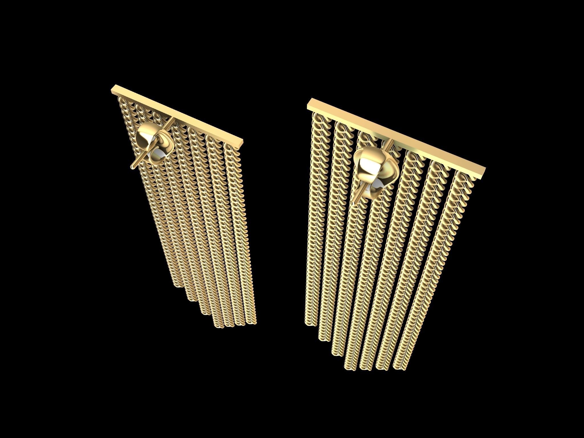 Modern Chain Earrings 3d Model 3D print model_21