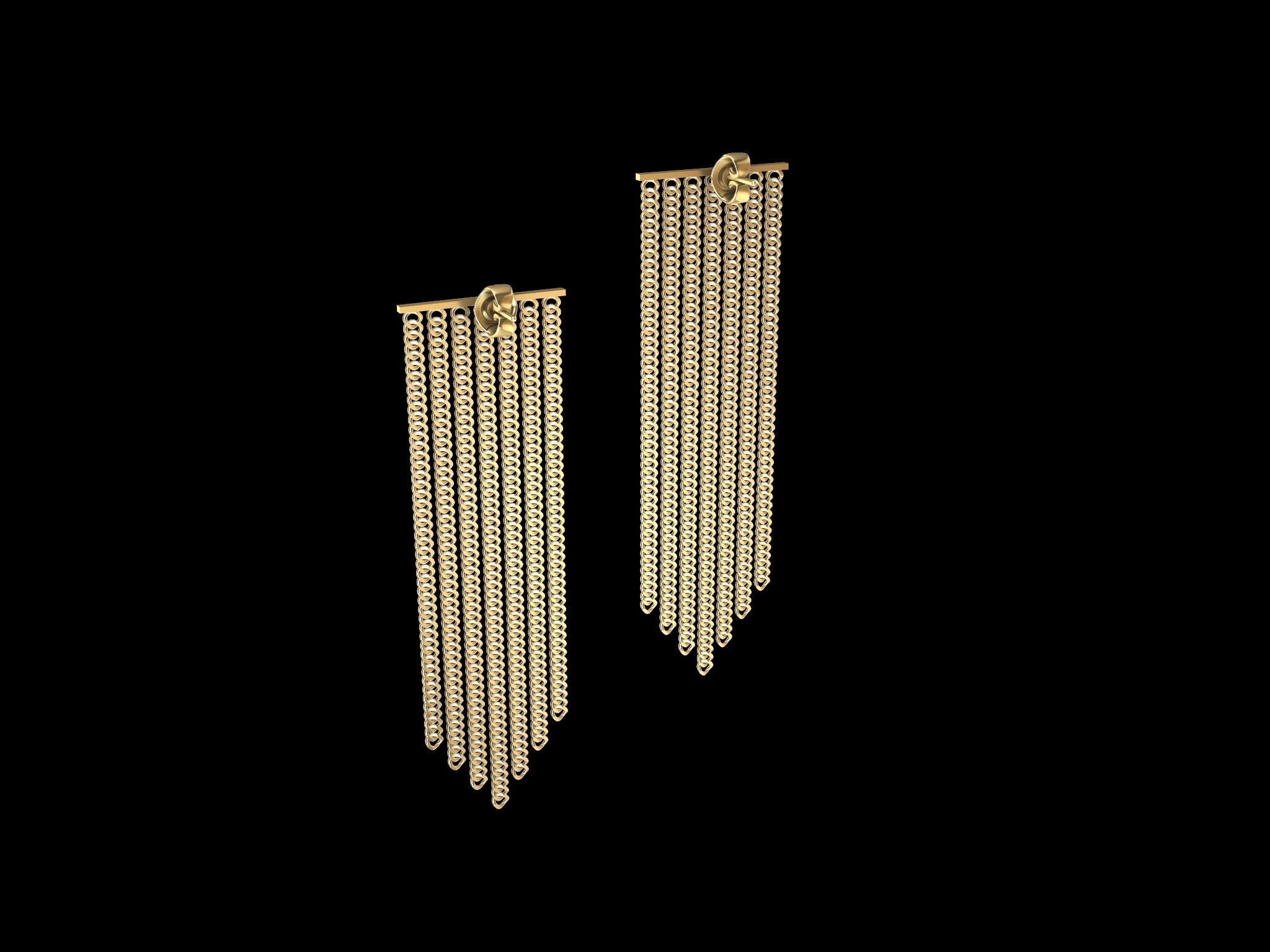 Modern Chain Earrings 3d Model 3D print model_6