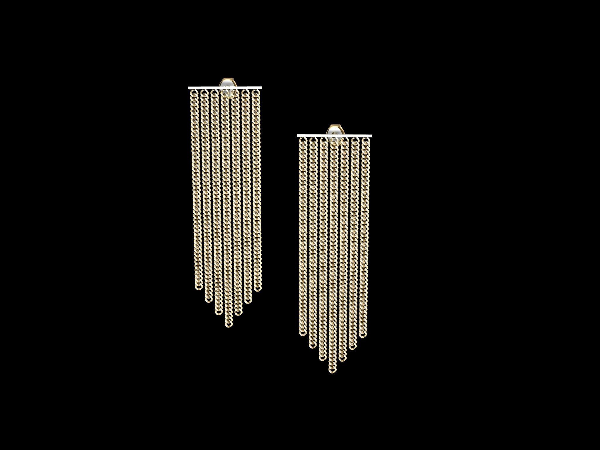 Modern Chain Earrings 3d Model 3D print model_13