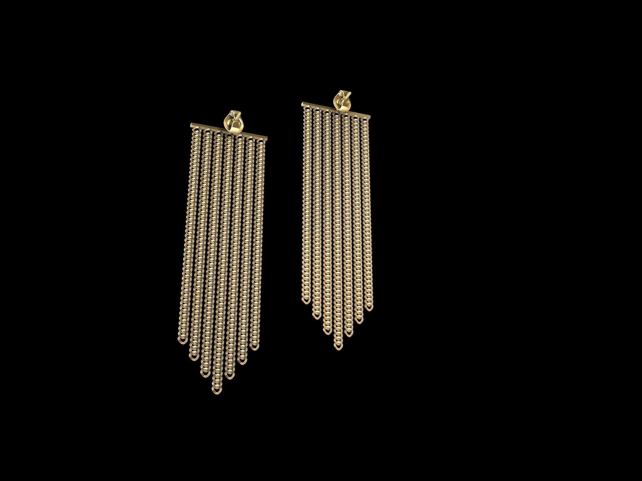 Modern Chain Earrings 3d Model 3D print model_10