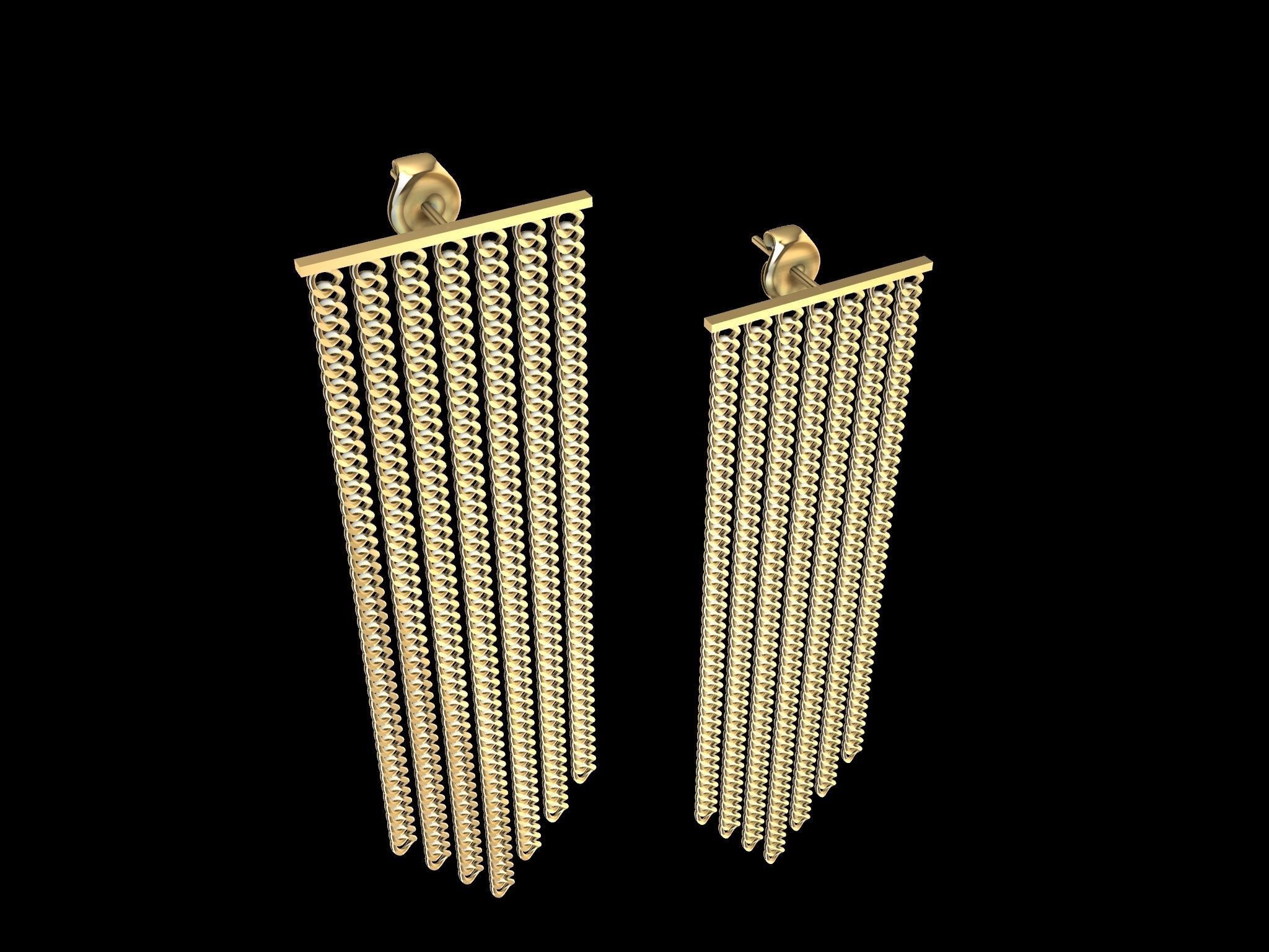 Modern Chain Earrings 3d Model 3D print model_15