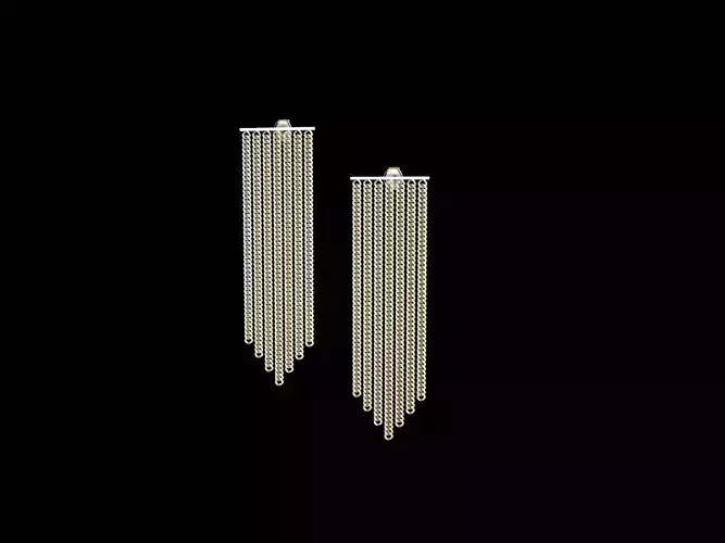 Modern Chain Earrings 3d Model