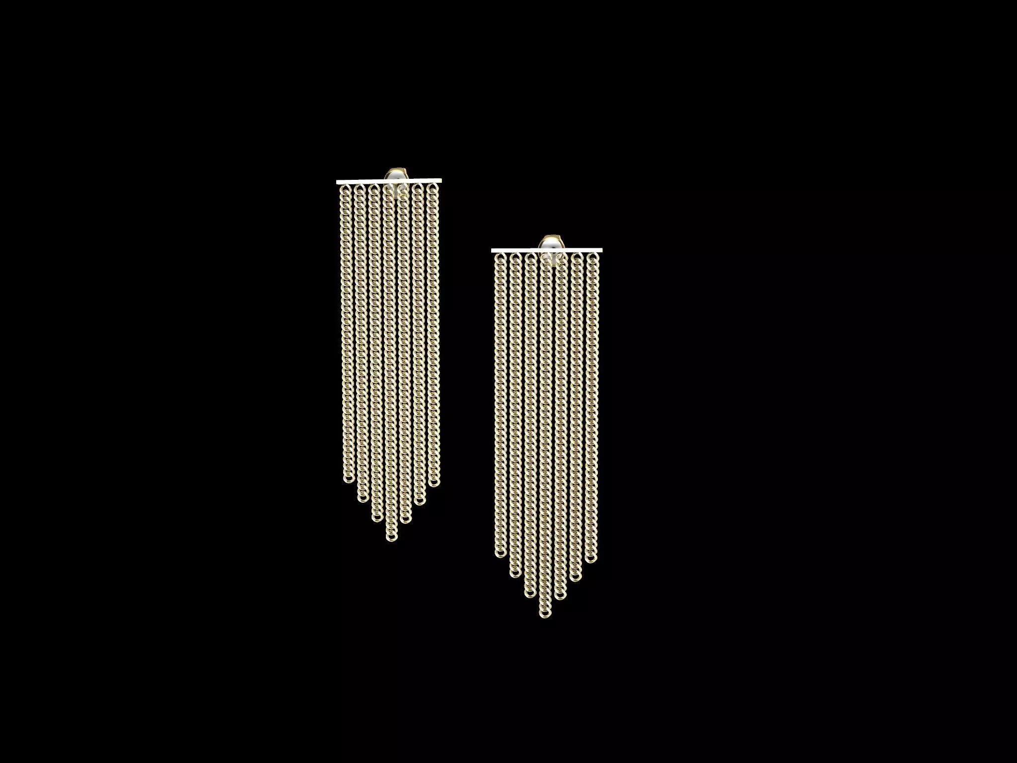 Modern Chain Earrings 3d Model 3D print model_0