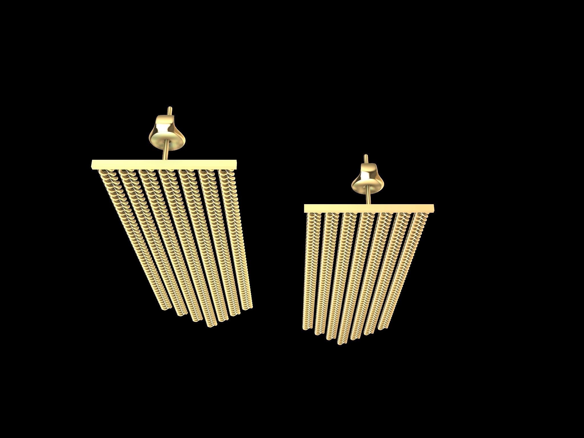 Modern Chain Earrings 3d Model 3D print model_14