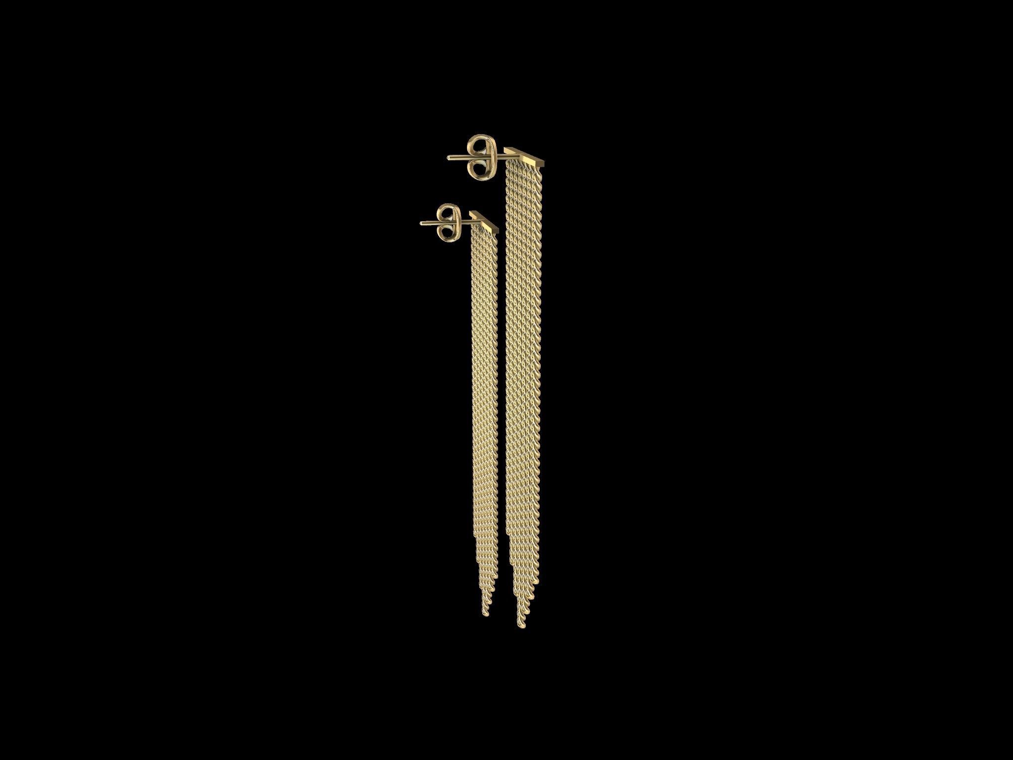 Modern Chain Earrings 3d Model 3D print model_5