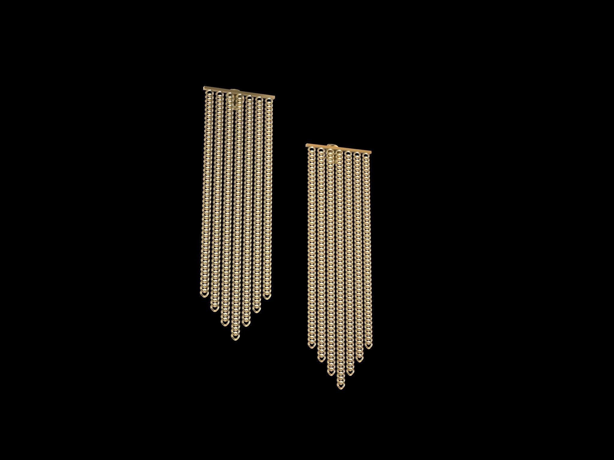 Modern Chain Earrings 3d Model 3D print model_11