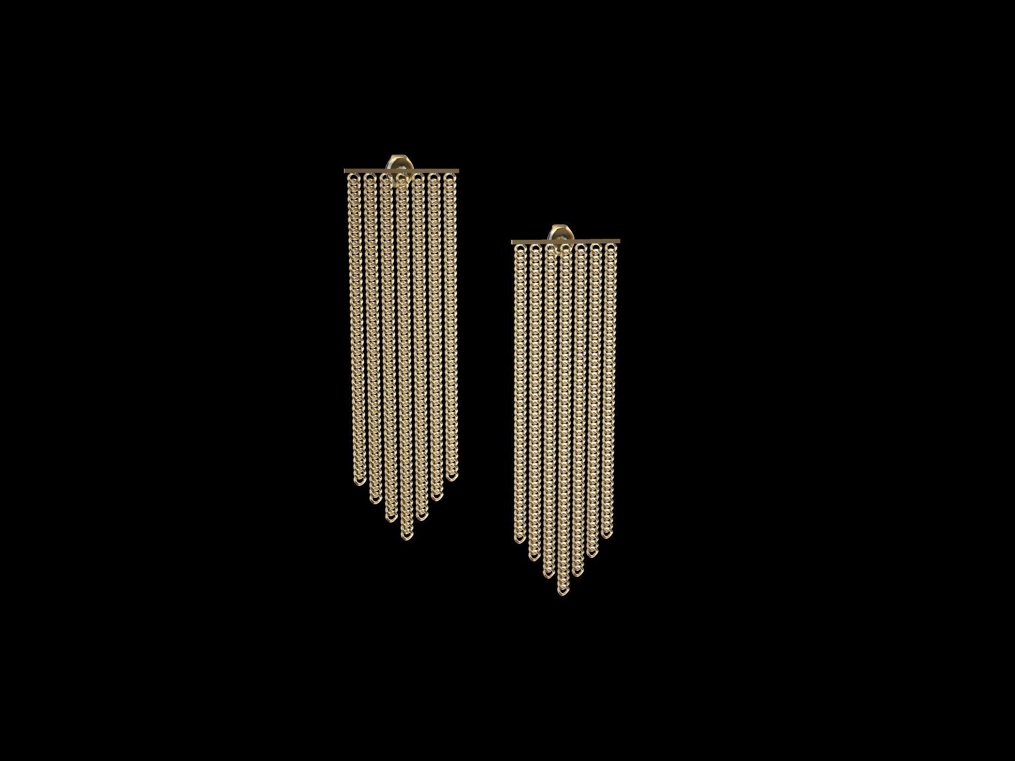 Modern Chain Earrings 3d Model 3D print model_1