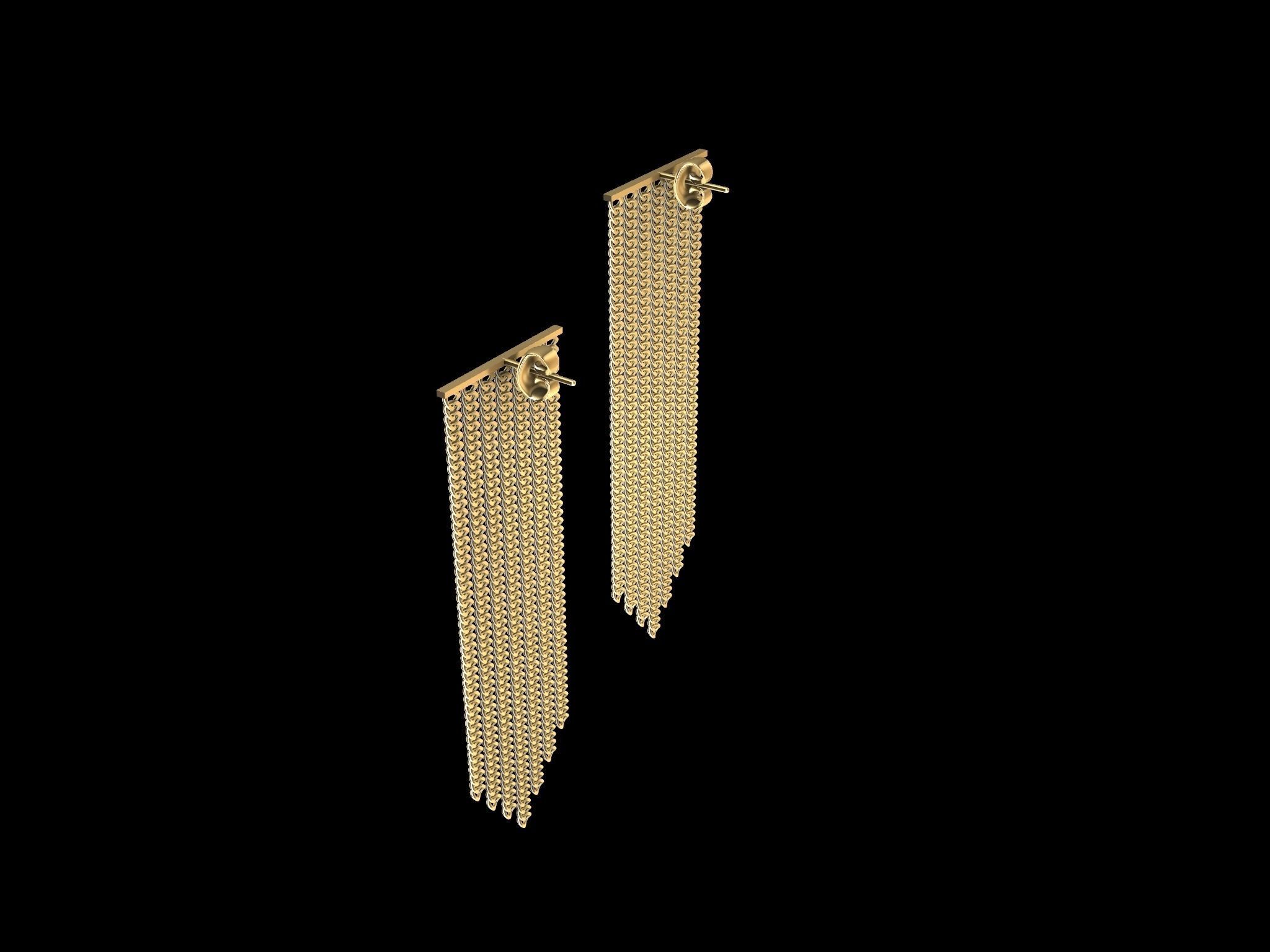 Modern Chain Earrings 3d Model 3D print model_7